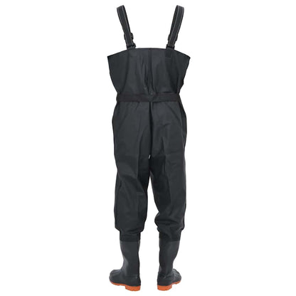 Chest Waders with Boots and Belt Black Size 42