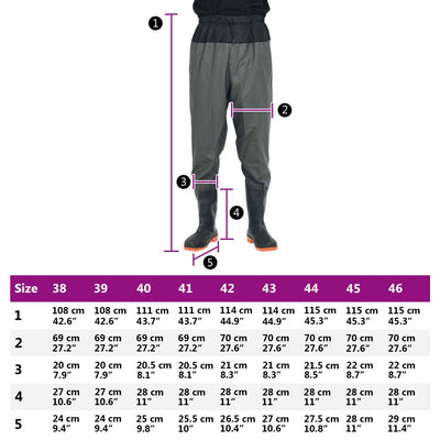 Waist Waders with Boots Dark Green Size 38