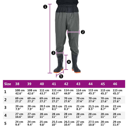 Waist Waders with Boots Dark Green Size 39