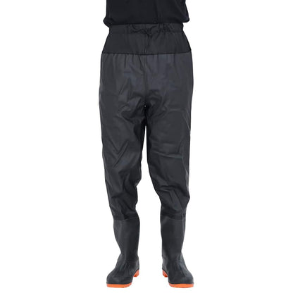 Waist Waders with Boots Black Size 43