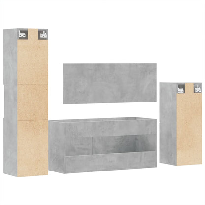 4 Piece Bathroom Furniture Set Concrete Grey Engineered Wood