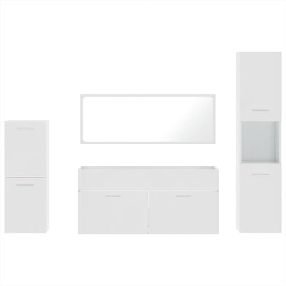 4 Piece Bathroom Furniture Set High Gloss White Engineered Wood