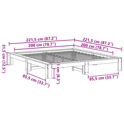 Bed Frame without Mattress Wax Brown 200x200 cm Solid Wood Pine