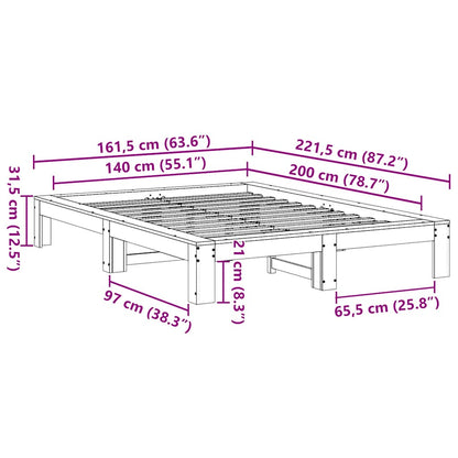 Bed Frame without Mattress 140x200 cm Solid Wood Pine
