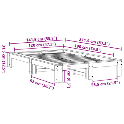 Bed Frame without Mattress 120x190 cm Small Double Solid Wood Pine