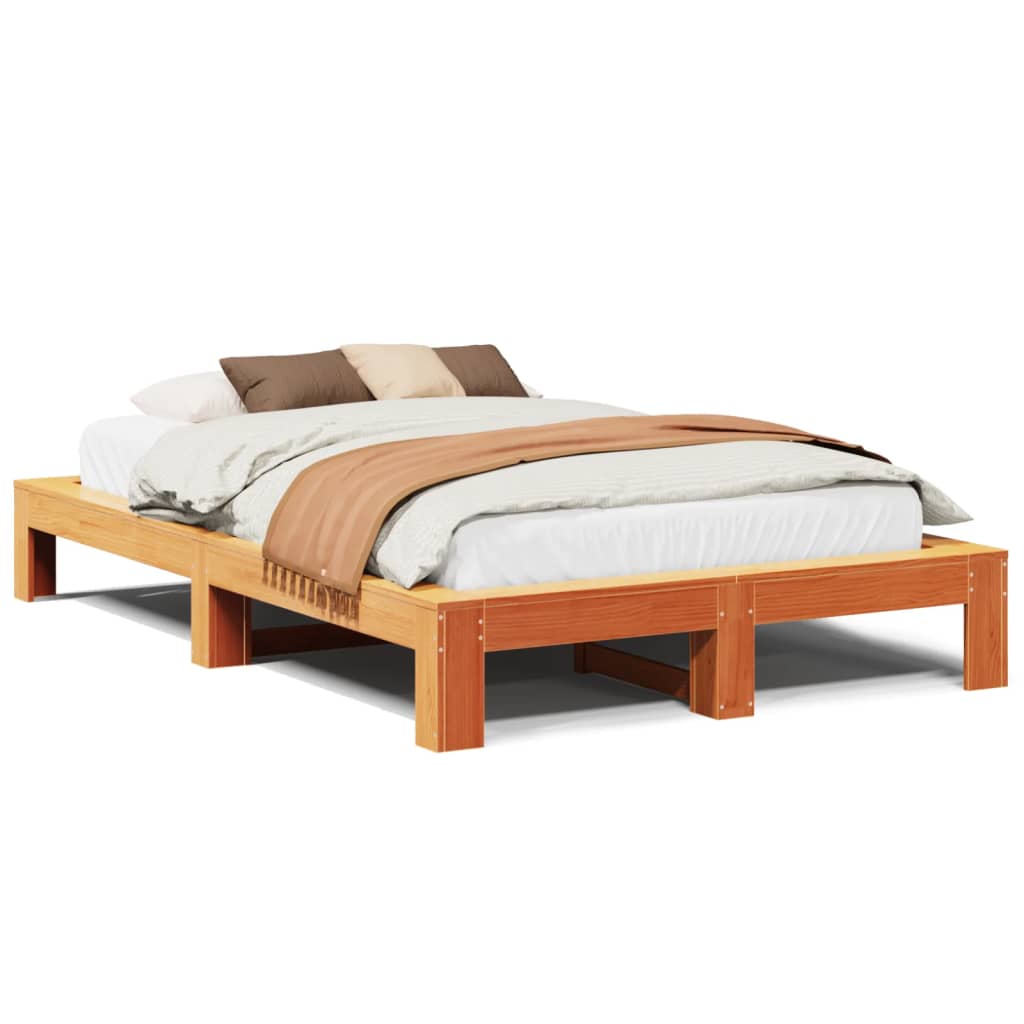Bed Frame without Mattress Wax Brown 120x190 cm Small Double Solid Wood Pine