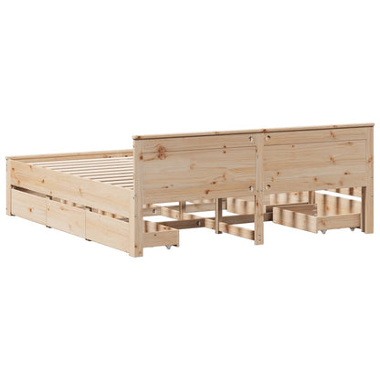 Bed Frame without Mattress with Headboard 180x200 cm Super King Solid Wood Pine