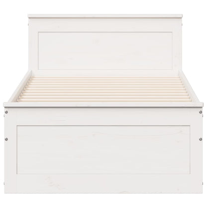 Bed Frame without Mattress with Headboard White 90x200 cm Solid Wood Pine