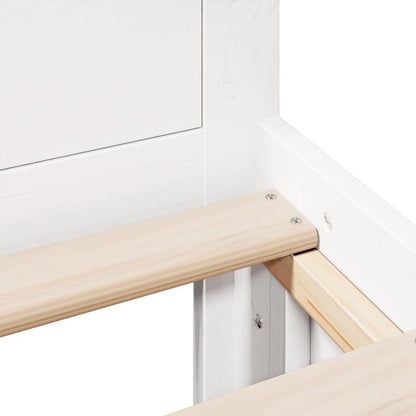 Bed Frame without Mattress with Headboard White 135x190 cm Double Solid Wood Pine