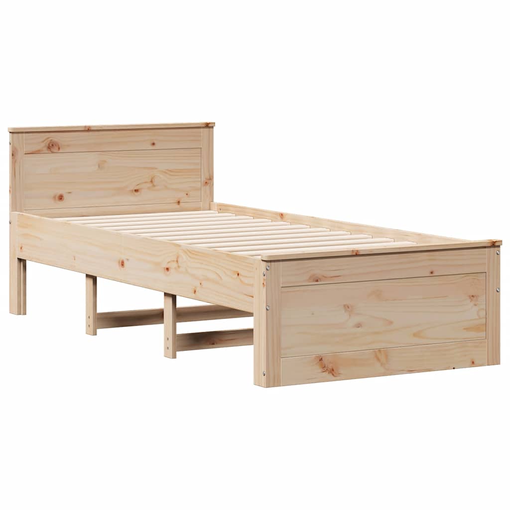 Bed Frame without Mattress with Headboard 75x190 cm Small Single Solid Wood Pine