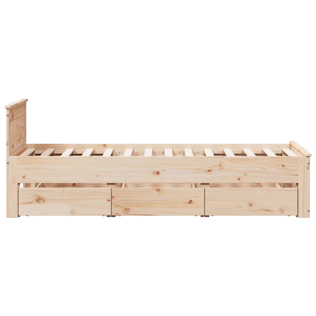 Bed Frame without Mattress with Headboard 75x190 cm Small Single Solid Wood Pine