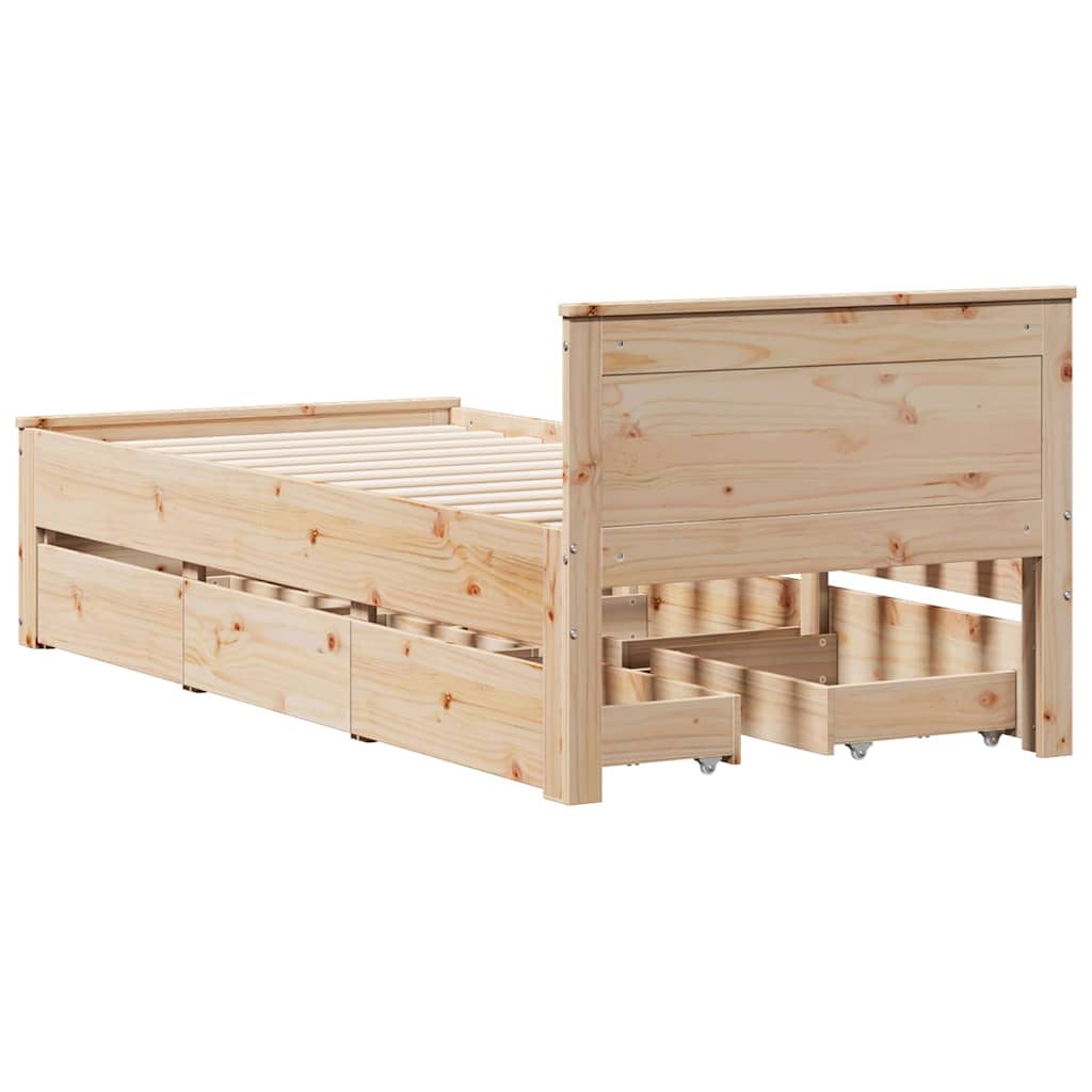 Bed Frame without Mattress with Headboard 75x190 cm Small Single Solid Wood Pine