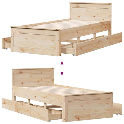 Bed Frame without Mattress with Headboard 75x190 cm Small Single Solid Wood Pine