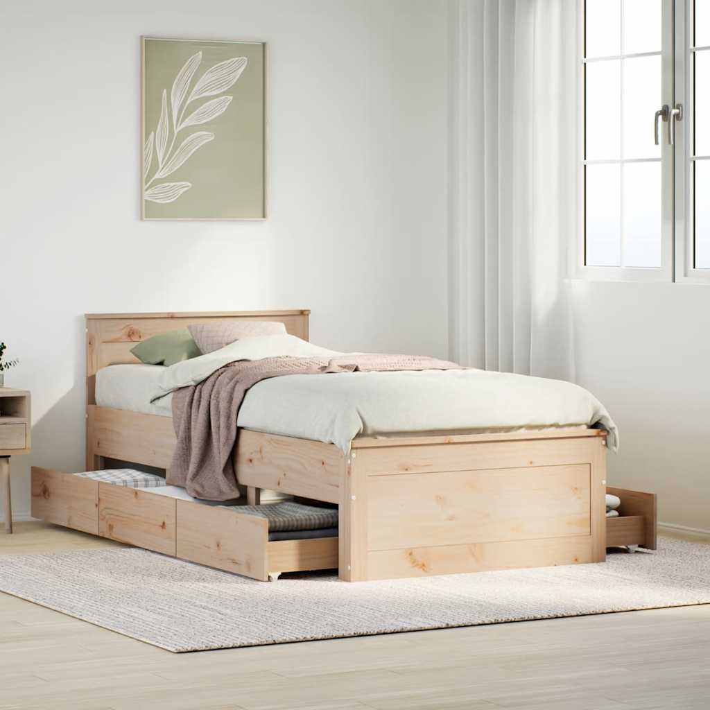 Bed Frame without Mattress with Headboard 75x190 cm Small Single Solid Wood Pine