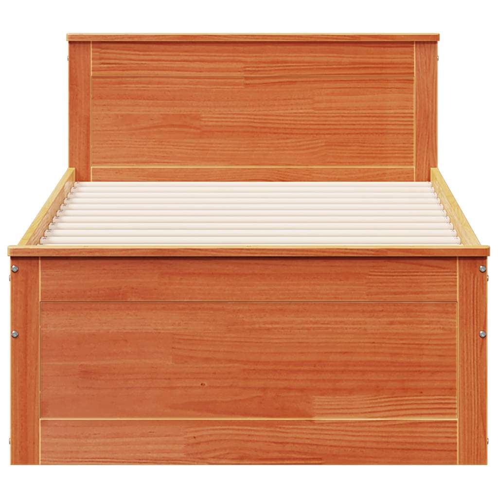 Bed Frame without Mattress with Headboard Wax Brown 75x190 cm Small Single Solid Wood Pine