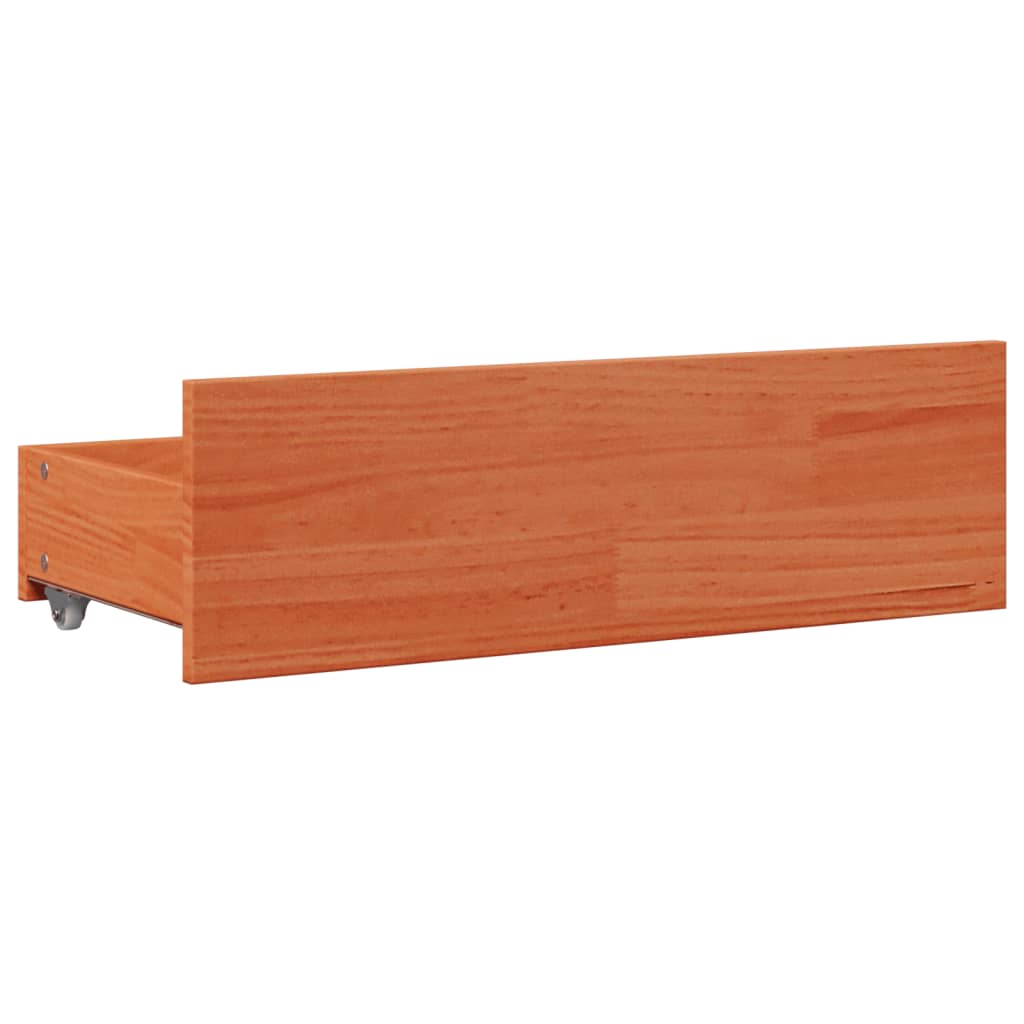 Bed Frame without Mattress with Drawers Wax Brown 120x200 cm Solid Wood Pine