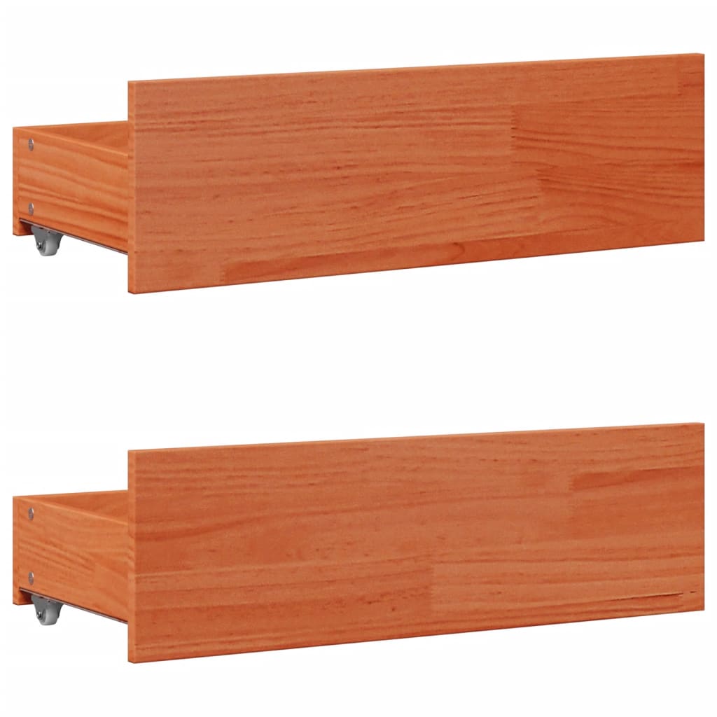 Bed Frame without Mattress with Drawers Wax Brown 120x200 cm Solid Wood Pine