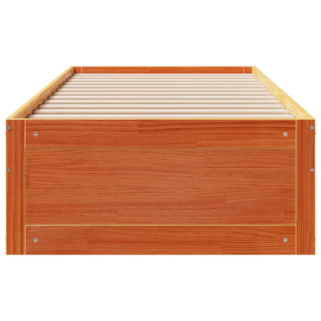 Bed Frame without Mattress with Drawers Wax Brown 90x200 cm Solid Wood Pine
