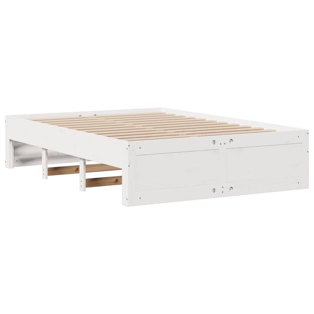 Bed Frame without Mattress with Drawers White 140x190 cm Solid Wood Pine