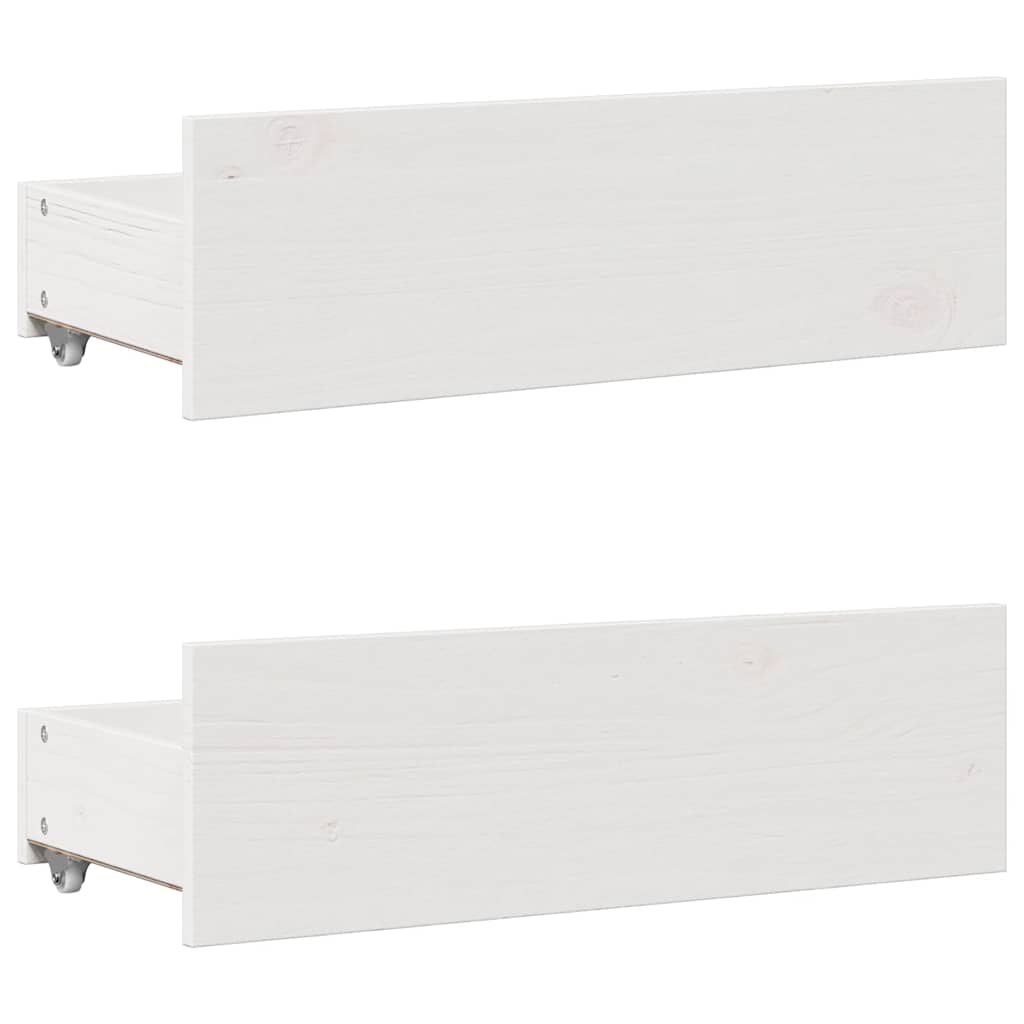 Bed Frame without Mattress with Drawers White 140x190 cm Solid Wood Pine