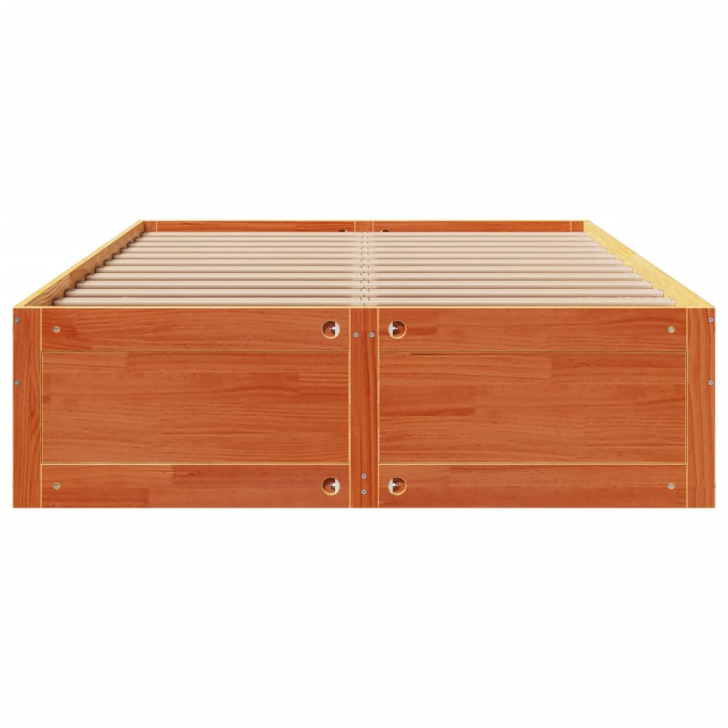 Bed Frame without Mattress with Drawers Wax Brown 140x190 cm Solid Wood Pine