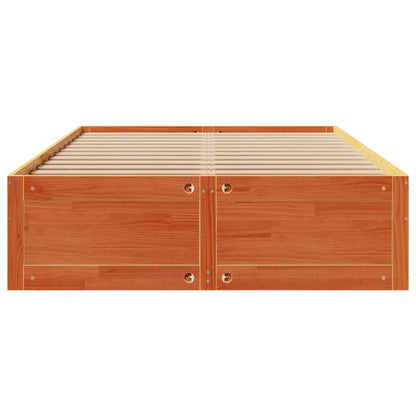 Bed Frame without Mattress with Drawers Wax Brown 140x190 cm Solid Wood Pine
