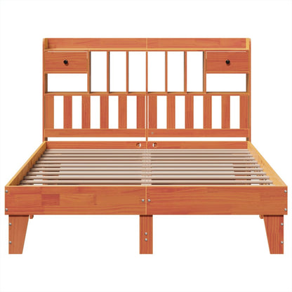 Bed Frame without Mattress Wax Brown 150x200 cm King Size Solid Wood Pine
