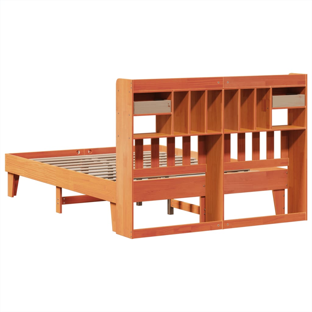 Bed Frame without Mattress Wax Brown 150x200 cm King Size Solid Wood Pine