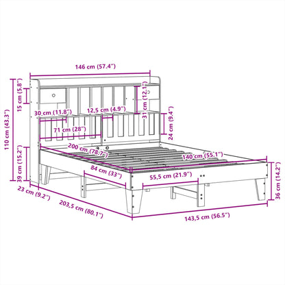 Bed Frame without Mattress 140x200 cm Solid Wood Pine
