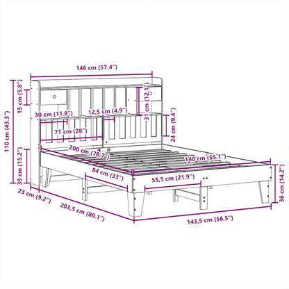 Bed Frame without Mattress White 140x200 cm Solid Wood Pine