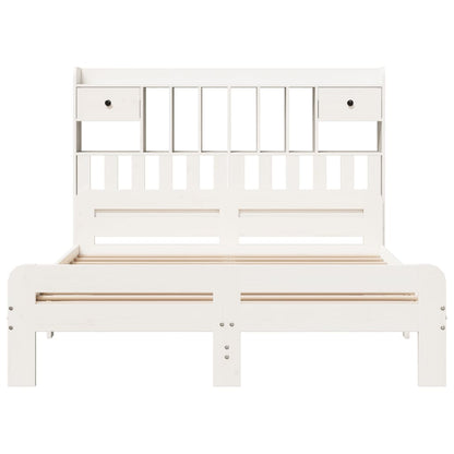 Bookcase Bed without Mattress White 140x200 cm Solid Wood Pine