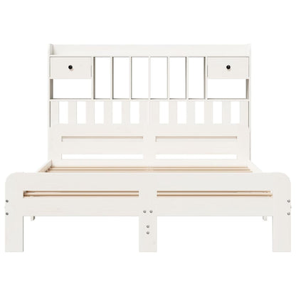 Bookcase Bed without Mattress White 140x190 cm Solid Wood Pine