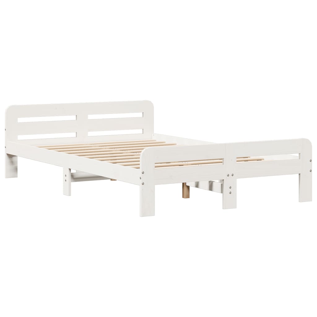 Bookcase Bed without Mattress White 135x190 cm Double Solid Wood Pine