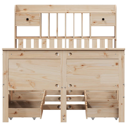 Bookcase Bed without Mattress 135x190 cm Double Solid Wood Pine