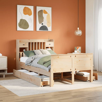 Bookcase Bed without Mattress 135x190 cm Double Solid Wood Pine