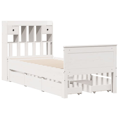 Bookcase Bed without Mattress White 75x190 cm Small Single Solid Wood Pine