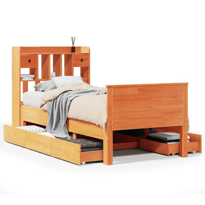 Bookcase Bed without Mattress Wax Brown 75x190 cm Small Single Solid Wood Pine