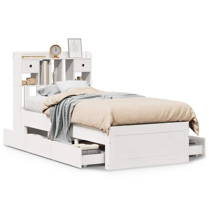 Bookcase Bed | White | Solid pinewood | 90x200 cm | Bookcase Bed