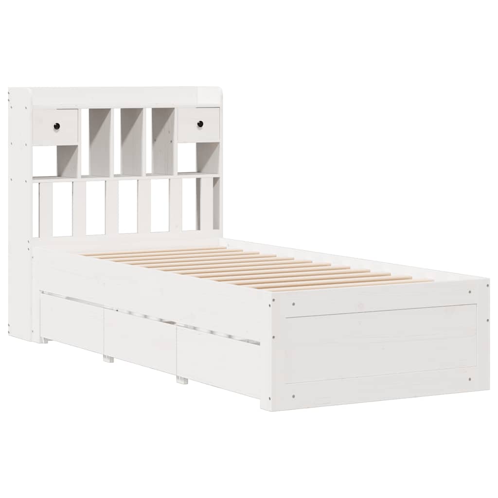 Bookcase Bed | White | Solid pinewood | 90x200 cm | Bookcase Bed