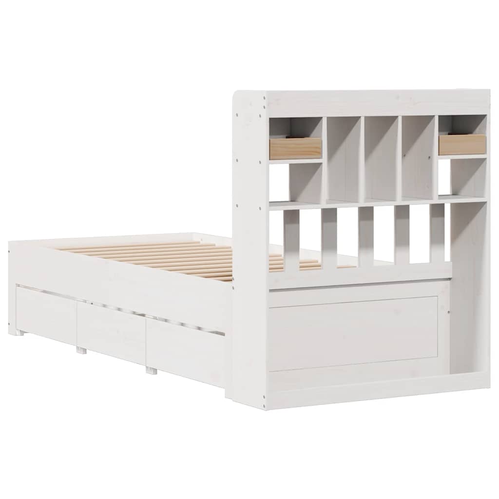 Bookcase Bed | White | Solid pinewood | 90x200 cm | Bookcase Bed