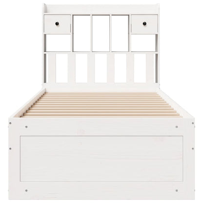 Bookcase Bed without Mattress White 75x190 cm Small Single Solid Wood Pine