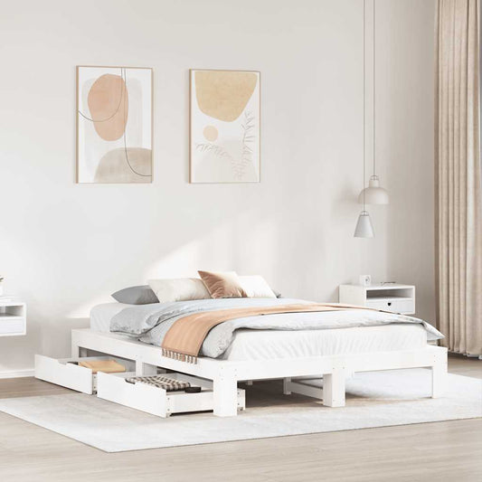 Bed Frame without Mattress White 140x200 cm Solid Wood Pine