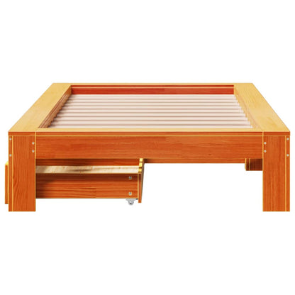 Bed Frame without Mattress Wax Brown 90x200 cm Solid Wood Pine