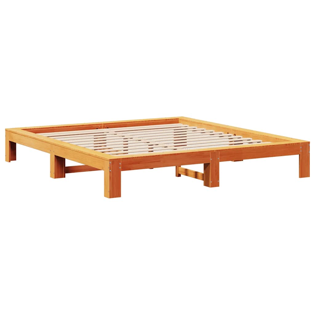 Bed Frame without Mattress Wax Brown 140x190 cm Solid Wood Pine