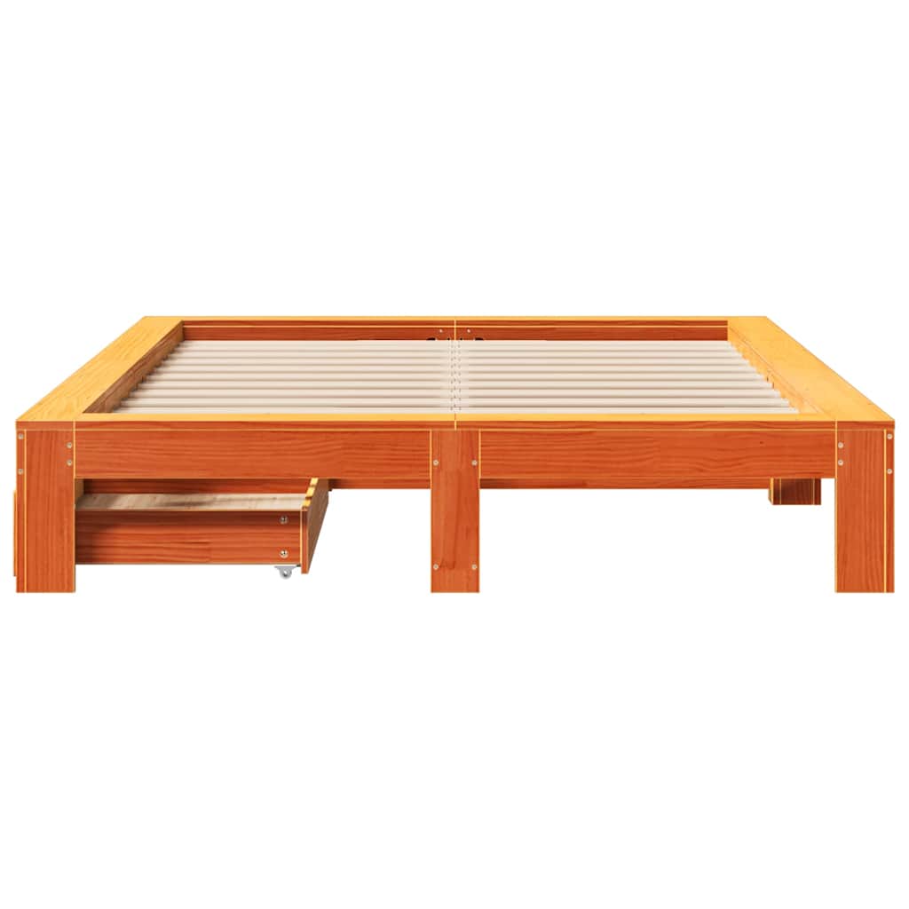 Bed Frame without Mattress Wax Brown 140x190 cm Solid Wood Pine