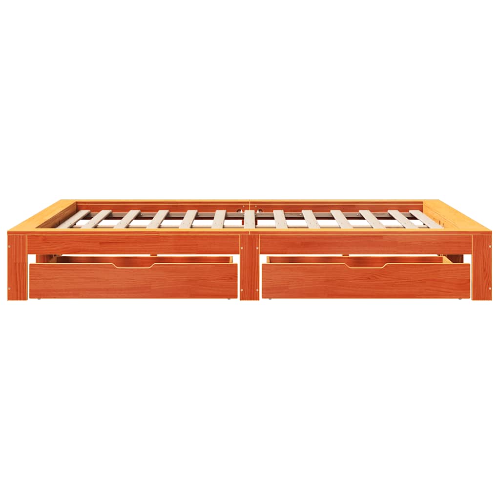 Bed Frame without Mattress Wax Brown 140x190 cm Solid Wood Pine