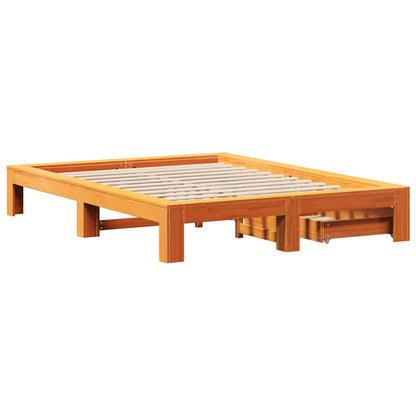 Bed Frame without Mattress Wax Brown 140x190 cm Solid Wood Pine