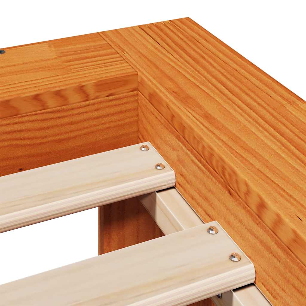 Bed Frame without Mattress Wax Brown 140x190 cm Solid Wood Pine