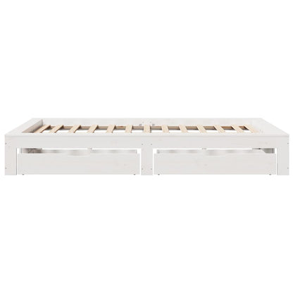 Bed Frame without Mattress White 135x190 cm Double Solid Wood Pine
