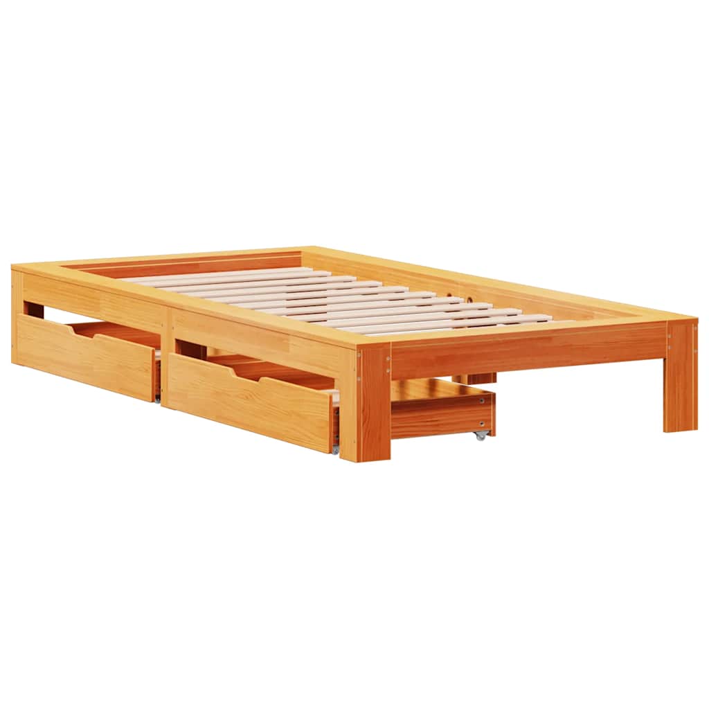 Bed Frame without Mattress Wax Brown 75x190 cm Small Single Solid Wood Pine